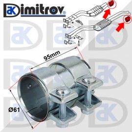 Двойна скоба ауспух Ø 61 x 95 mm BMW 3 (E46)